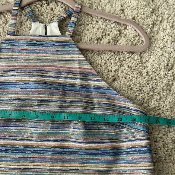 Amanda Uprichard Amy Top Glitter Striped Peplum Blouse Size Small - Picture 8 of 9